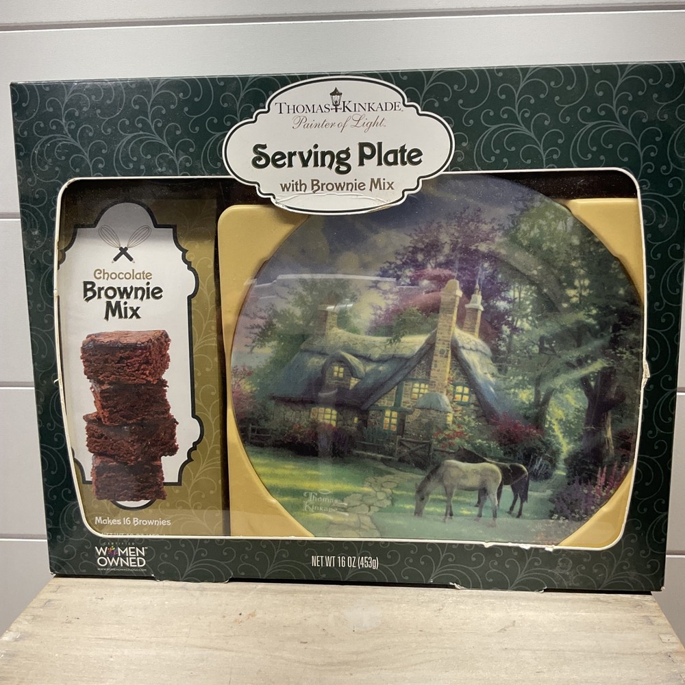 Thomas Kinkade Serving Plate Gift Set Cottage Horse Scene Painter of Light